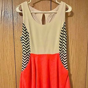 Coral orange/cream dress